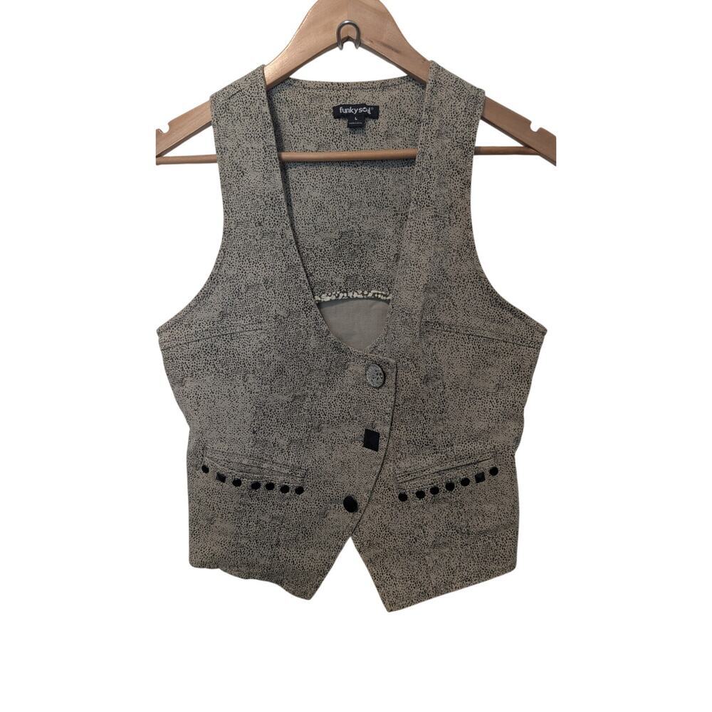Vintage Y2K Funkysoul Vest Womens Large Gray Tailored Whimsygoth Boho Indie